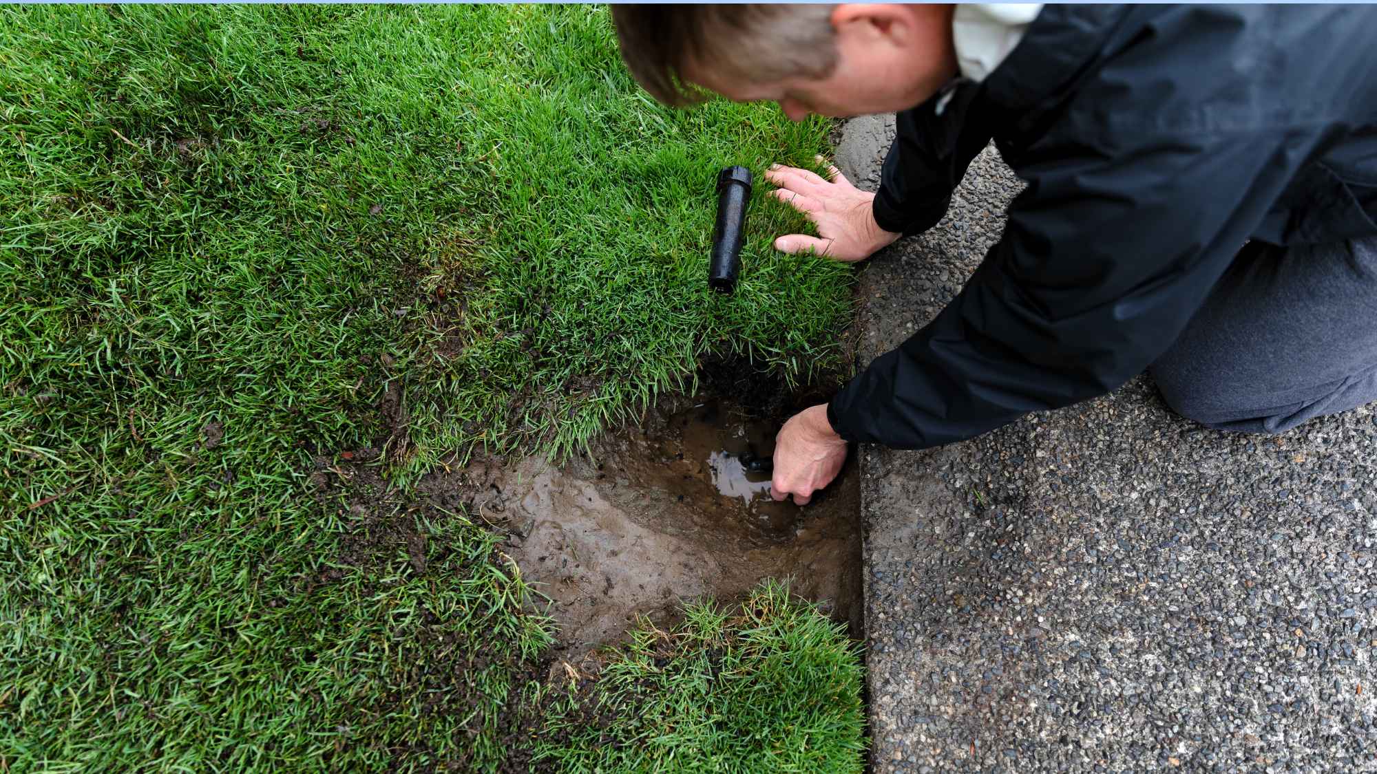 Sprinkler operating across a maintained Central Florida lawn