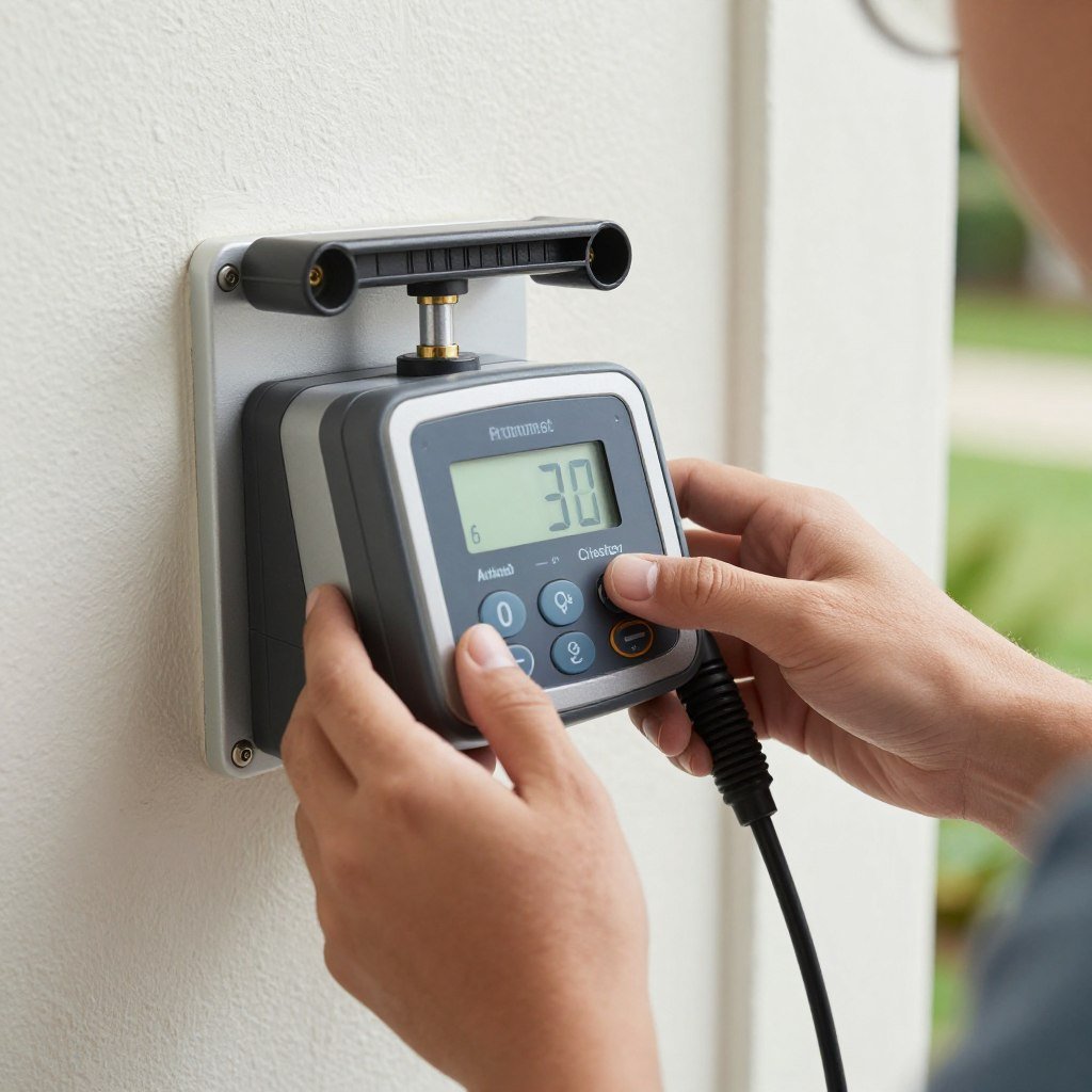 Irrigation controller being programmed during sprinkler startup