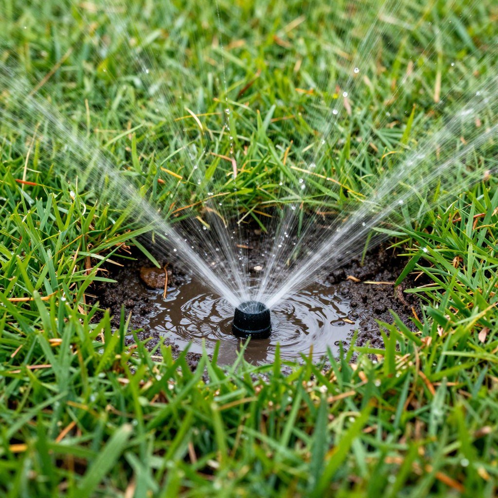 Underground sprinkler leak causing pooling water in Lakeland lawn