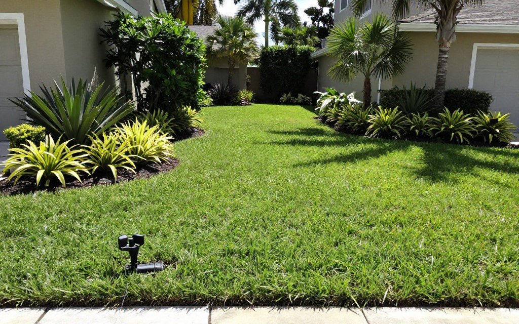 Healthy lawn maintained by properly repaired irrigation system in Lakeland Highlands