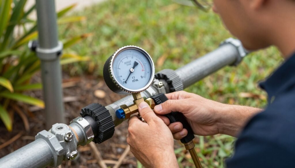 Irrigation maintenance Polk County pressure check procedure