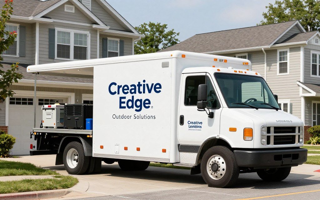 Professional sprinkler repair service truck in South Lakeland neighborhood