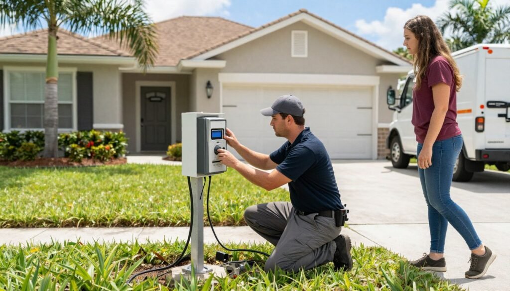 Residential sprinkler controller repair service in Lakeland home