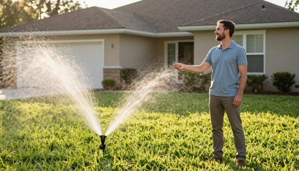 Satisfied South Lakeland homeowner with repaired irrigation system