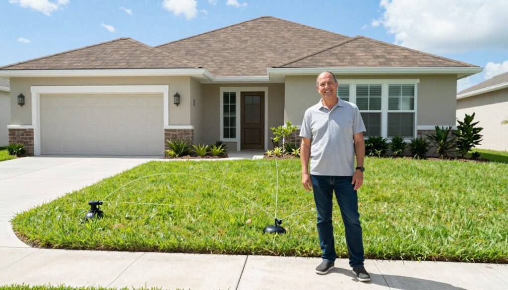 Satisfied homeowner with repaired irrigation system in Lakeland Highlands FL