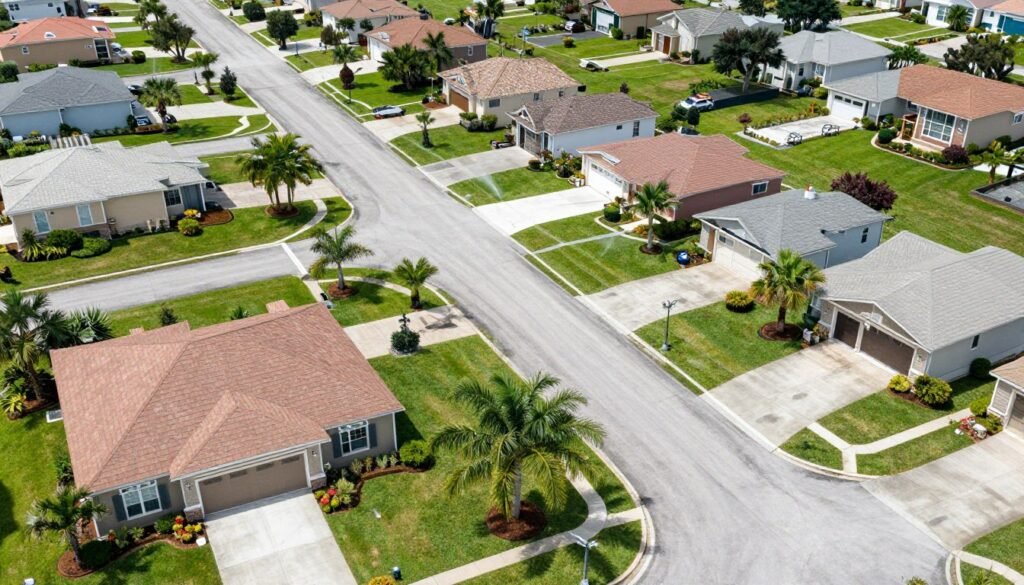 South Lakeland residential neighborhood with well-maintained irrigation systems
