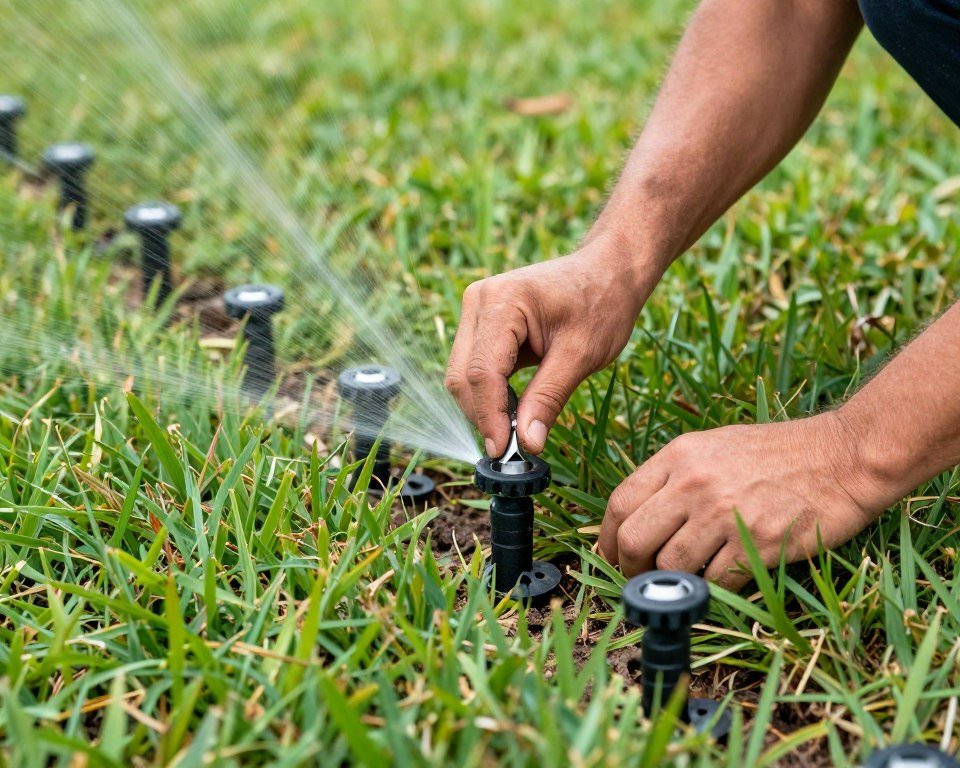 Sprinkler head alignment and cleaning maintenance service