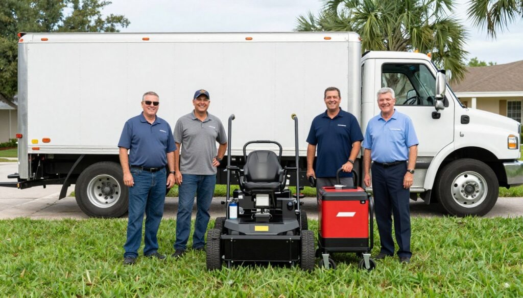 lawn mowing Lakeland FL professional service team ready to work