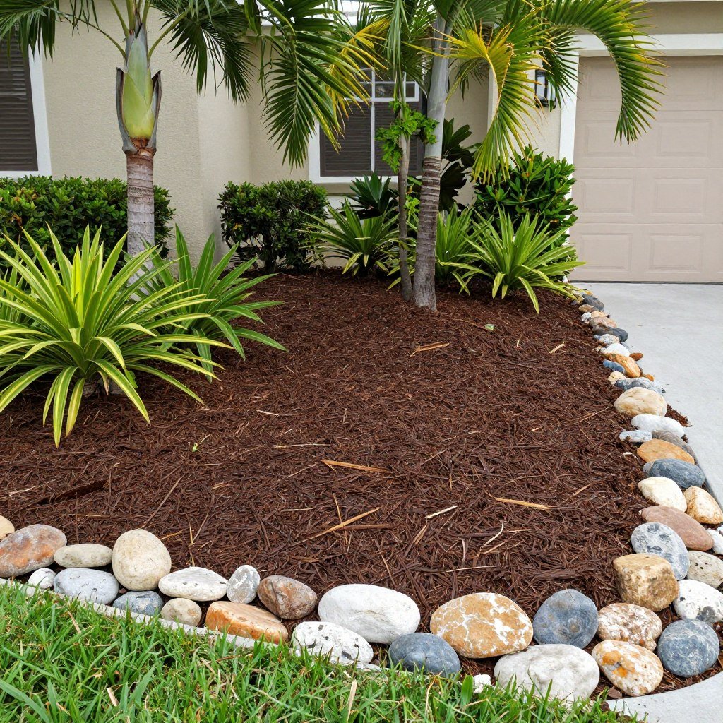 mulch installation decorative rock Polk County landscaping