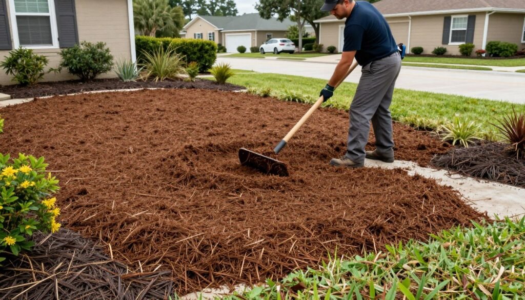 mulch installation landscaping beds Polk County